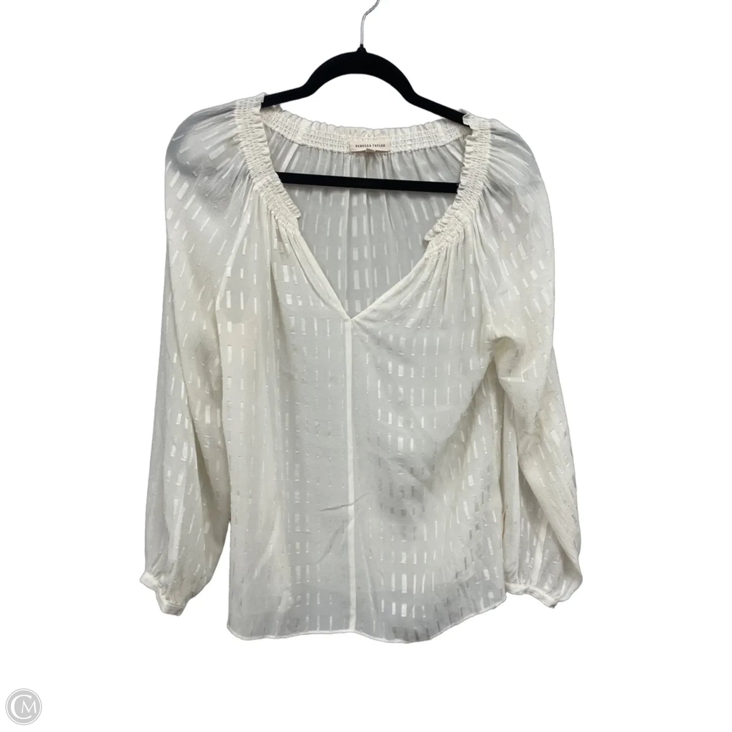Blouse Long Sleeve By Rebecca Taylor In Ivory, Size: 2