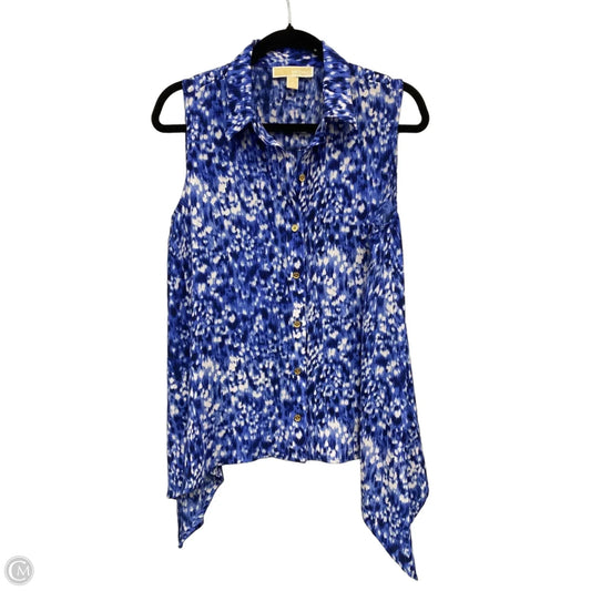 Blouse Sleeveless By Michael By Michael Kors In Blue & White, Size: M