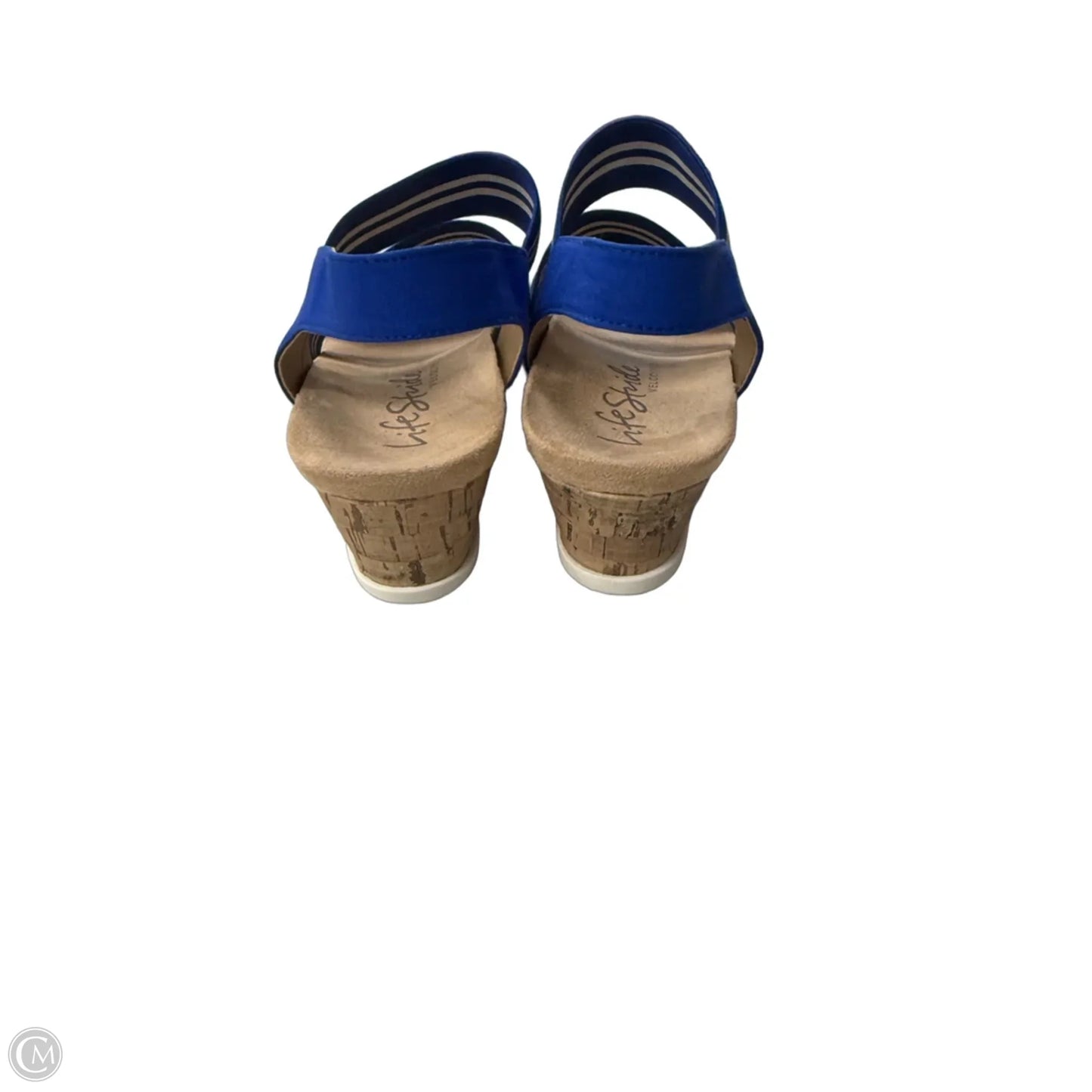 Sandals Heels Wedge By Life Stride In Blue, Size: 6.5