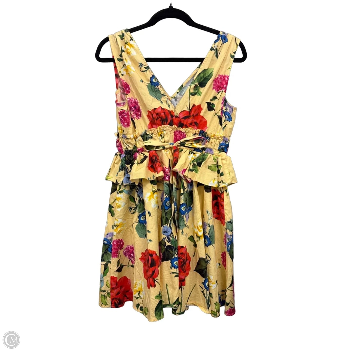 Dress Casual Short By Express In Green & Yellow, Size: S