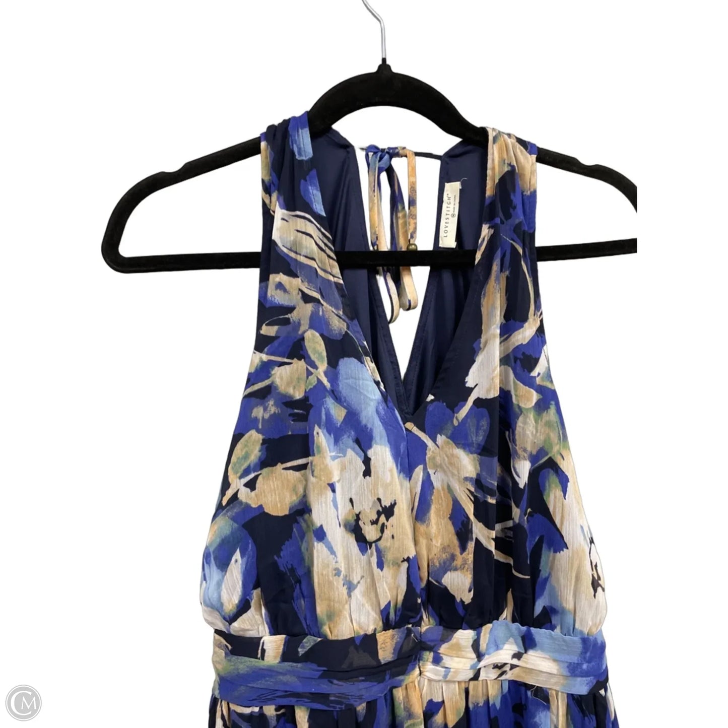 Dress Casual Maxi By Lovestitch In Blue & Cream, Size: M