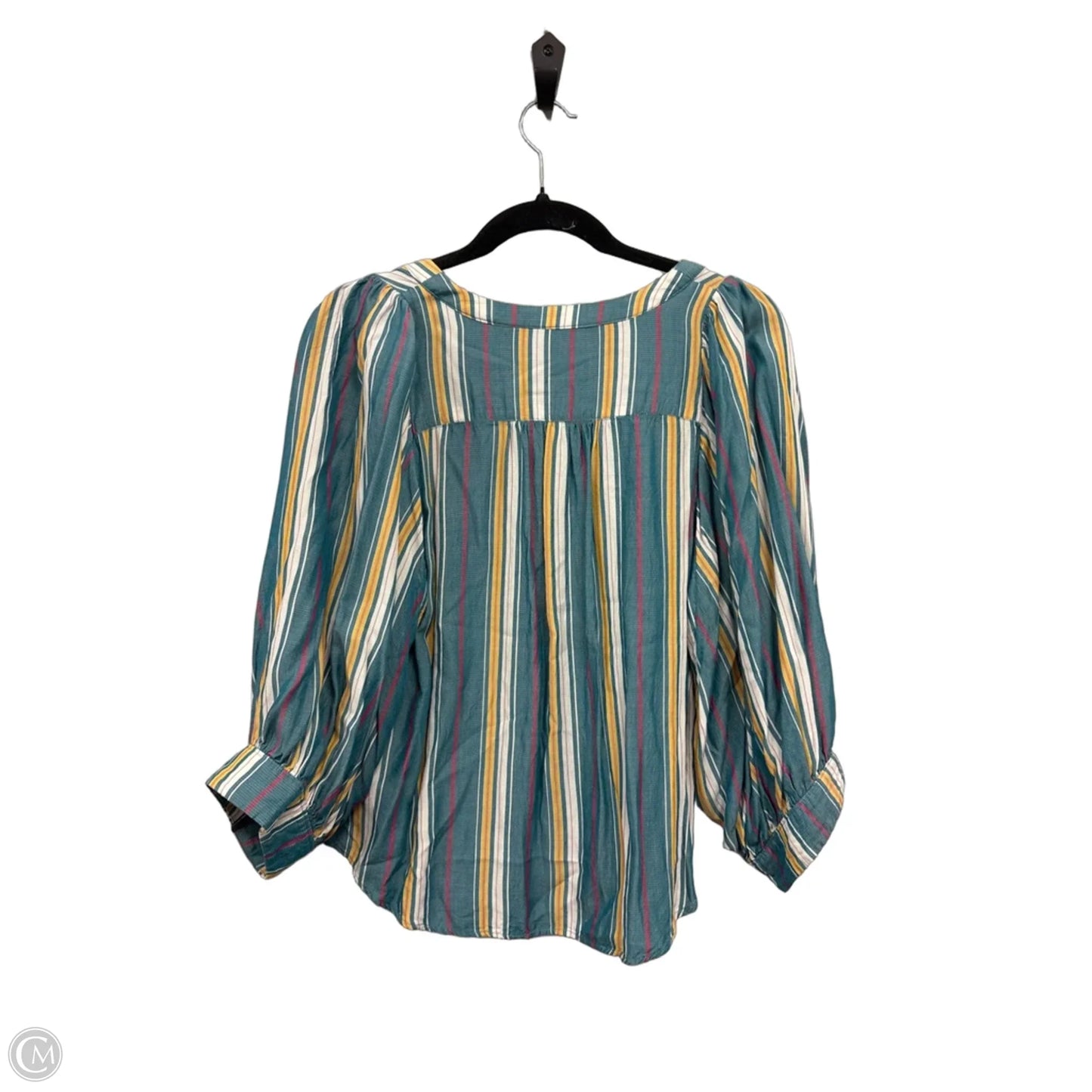 Blouse Long Sleeve By Maeve In Green & Yellow, Size: S