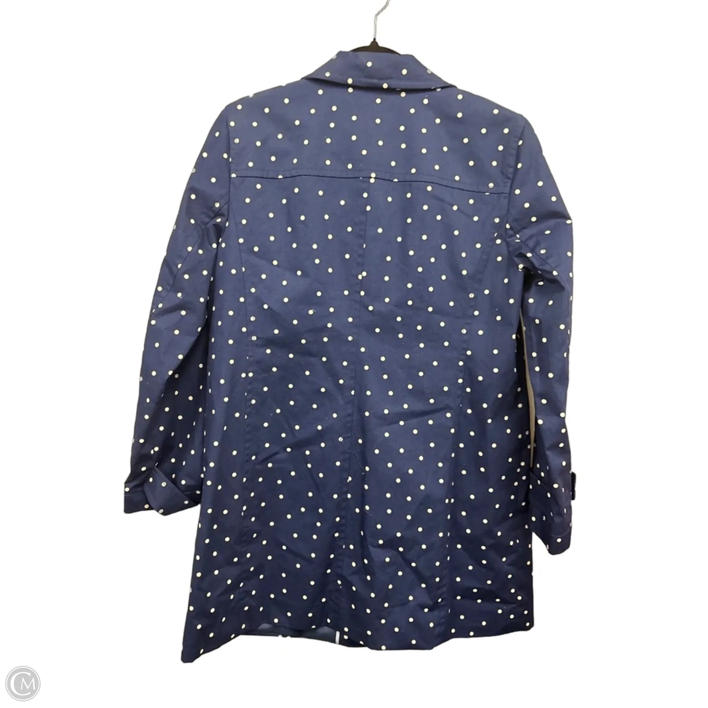 Coat Raincoat By Talbots In Blue & White, Size: M