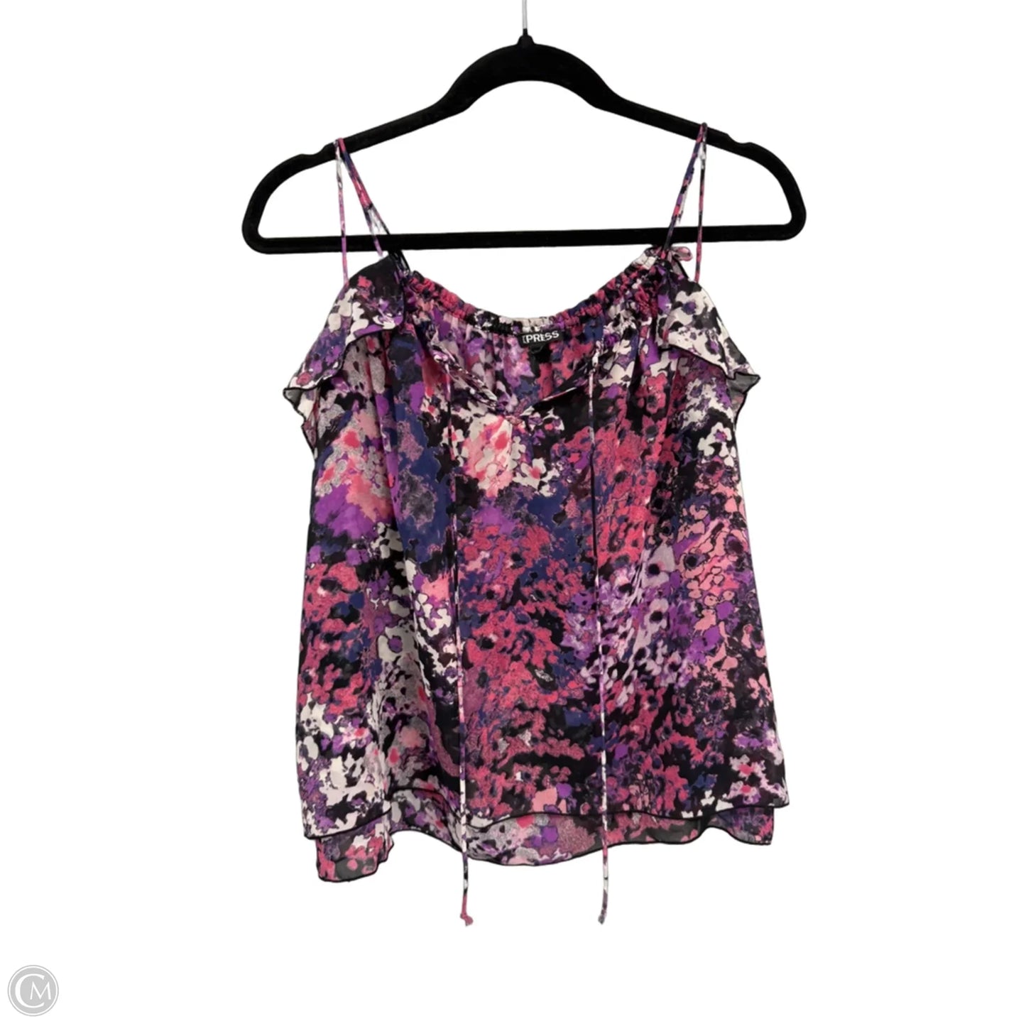 Blouse Sleeveless By Express In Black & Purple, Size: M