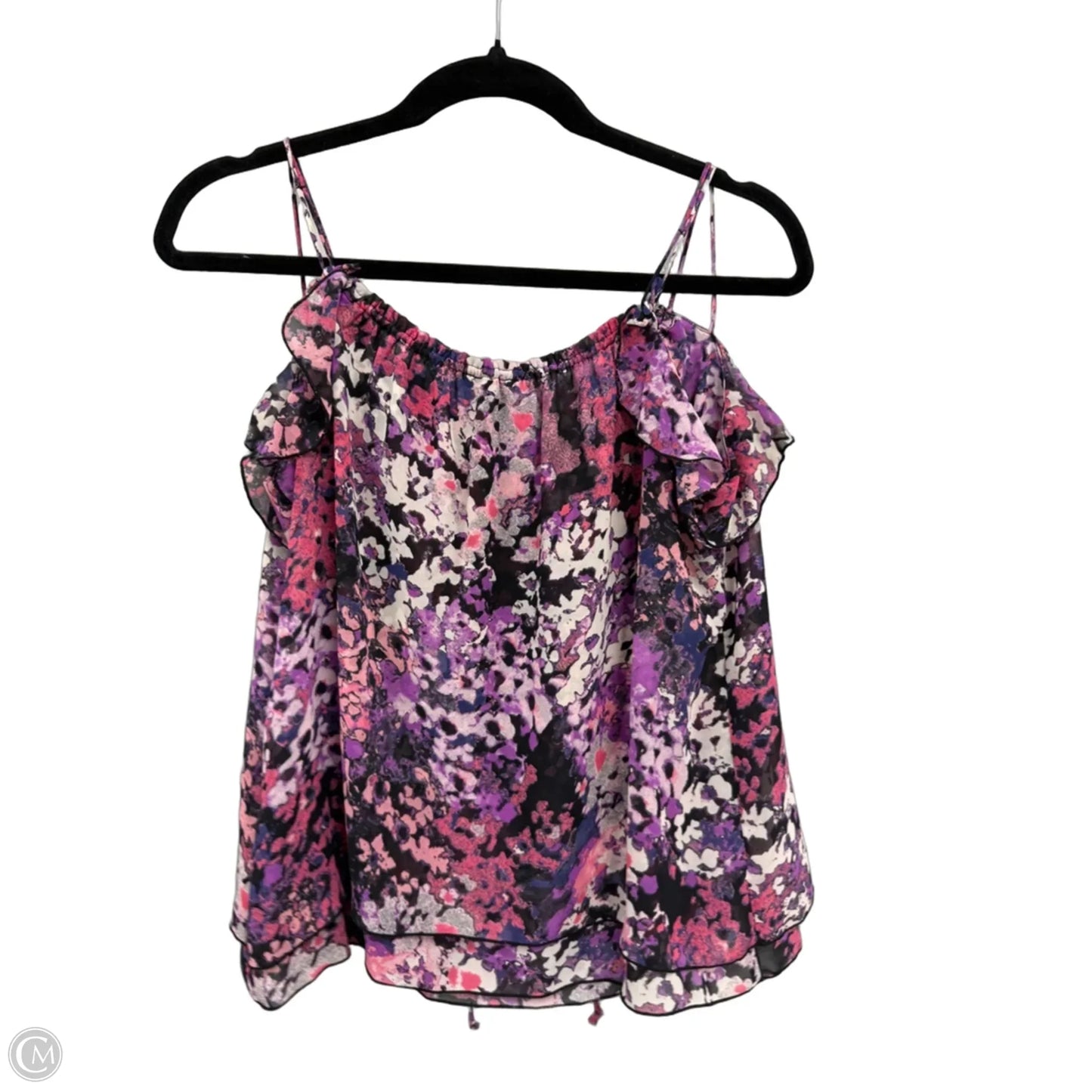 Blouse Sleeveless By Express In Black & Purple, Size: M