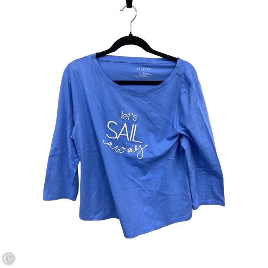 Top Long Sleeve Basic By Talbots In Blue & White, Size: L