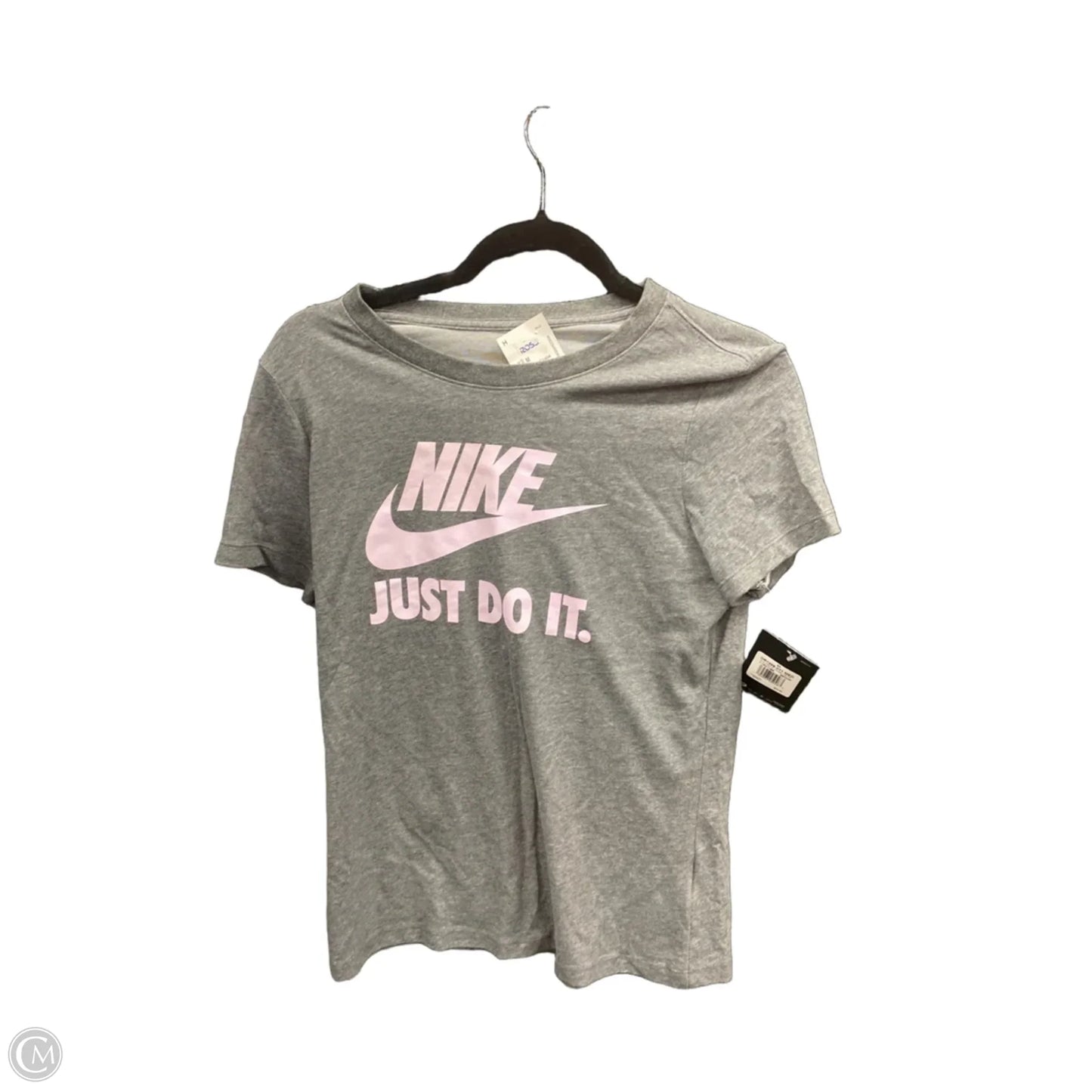 Athletic Top Short Sleeve By Nike Apparel In Grey & Pink, Size: M