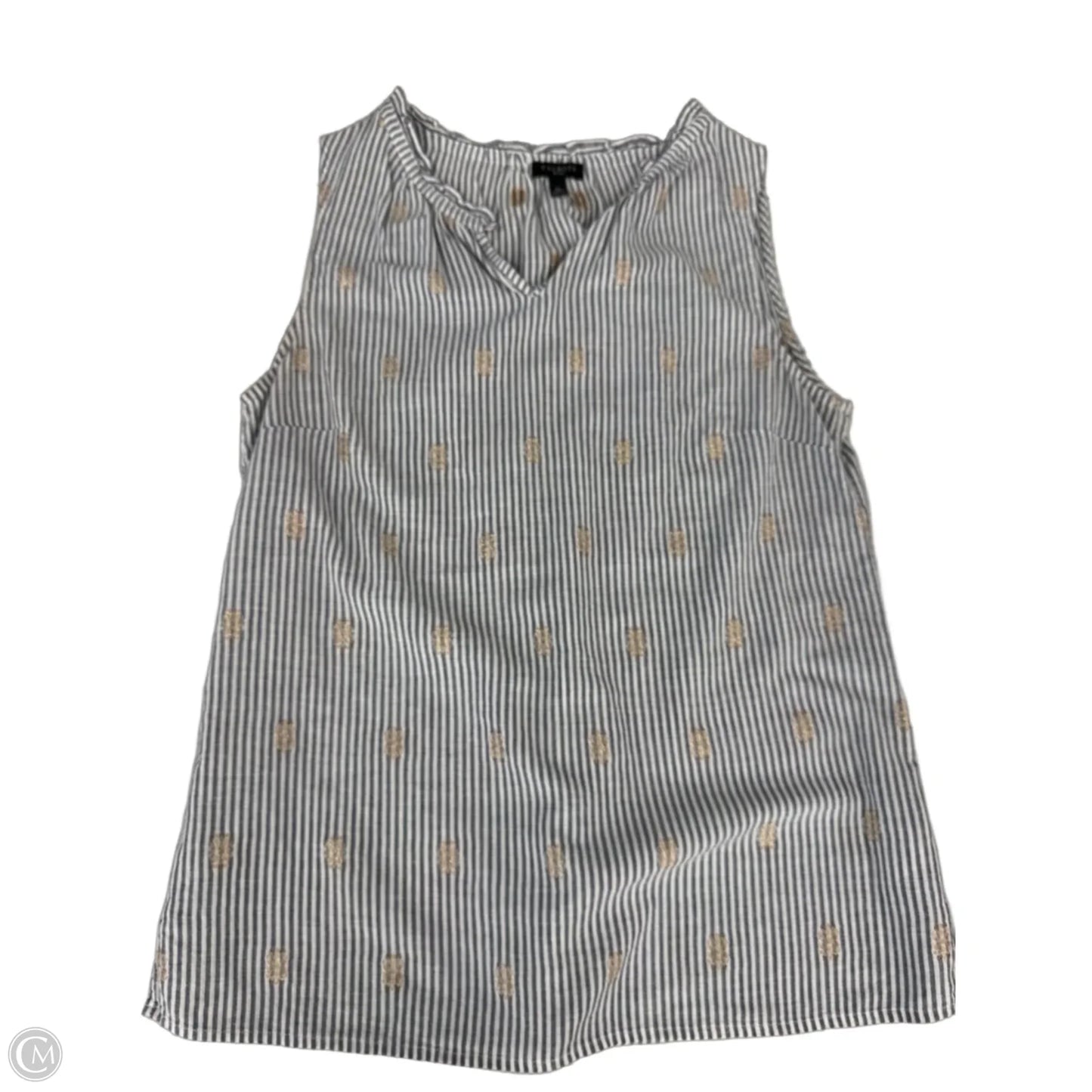 Top Sleeveless By Talbots In Grey & White, Size: Sp