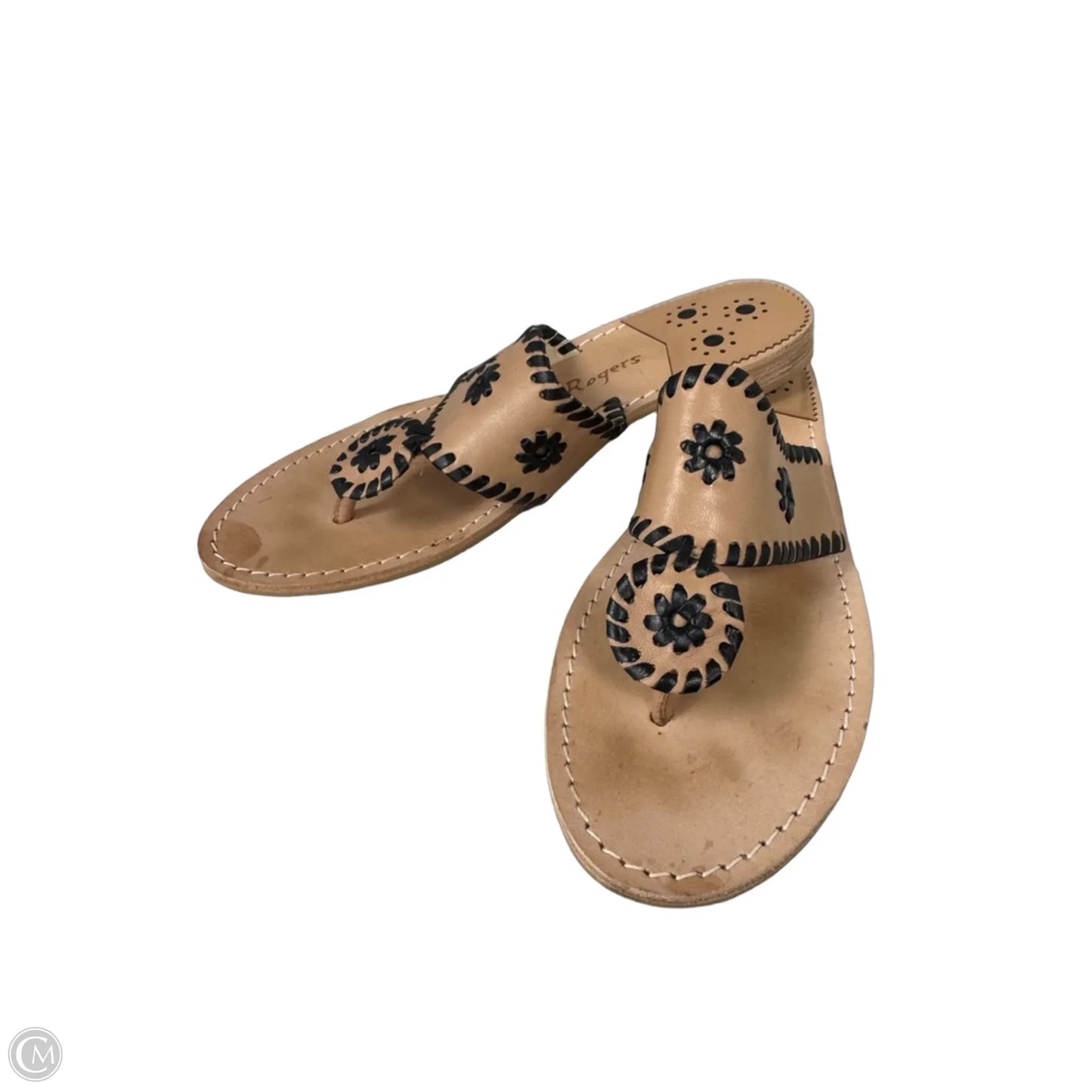 Sandals Flats By Jack Rogers In Black & Tan, Size: 10