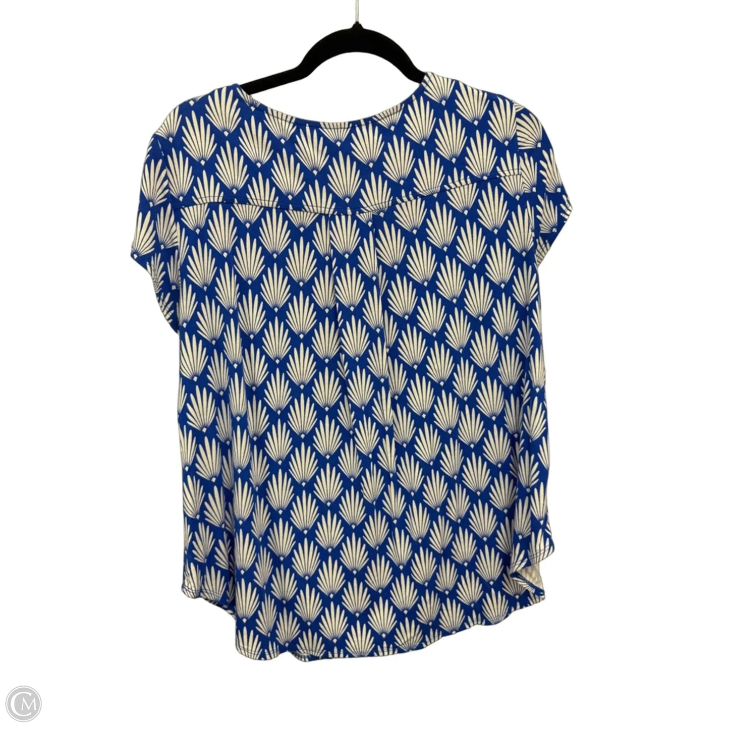 Top Short Sleeve By Alfani In Blue & White, Size: L