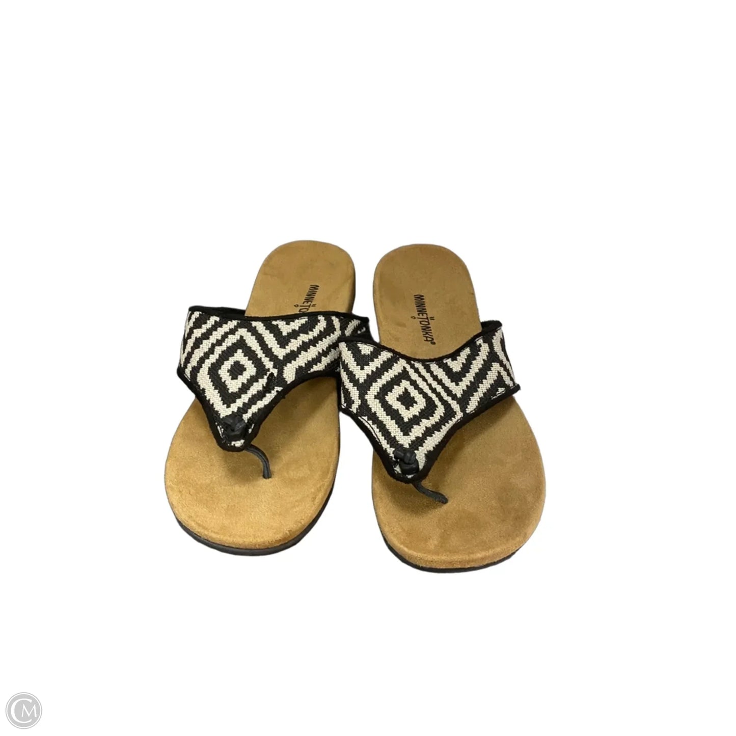 Sandals Flats By Minnetonka In Black & White, Size: 7