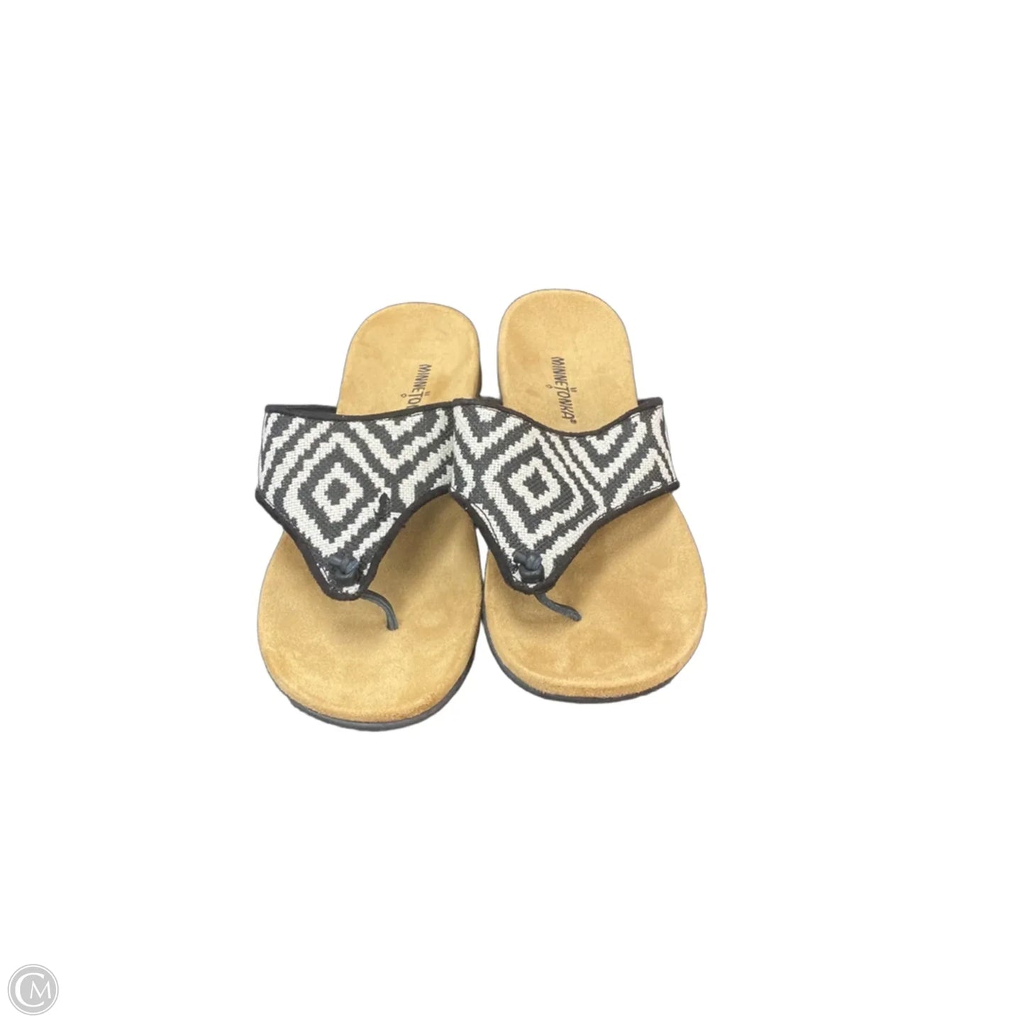 Sandals Flats By Minnetonka In Black & White, Size: 7