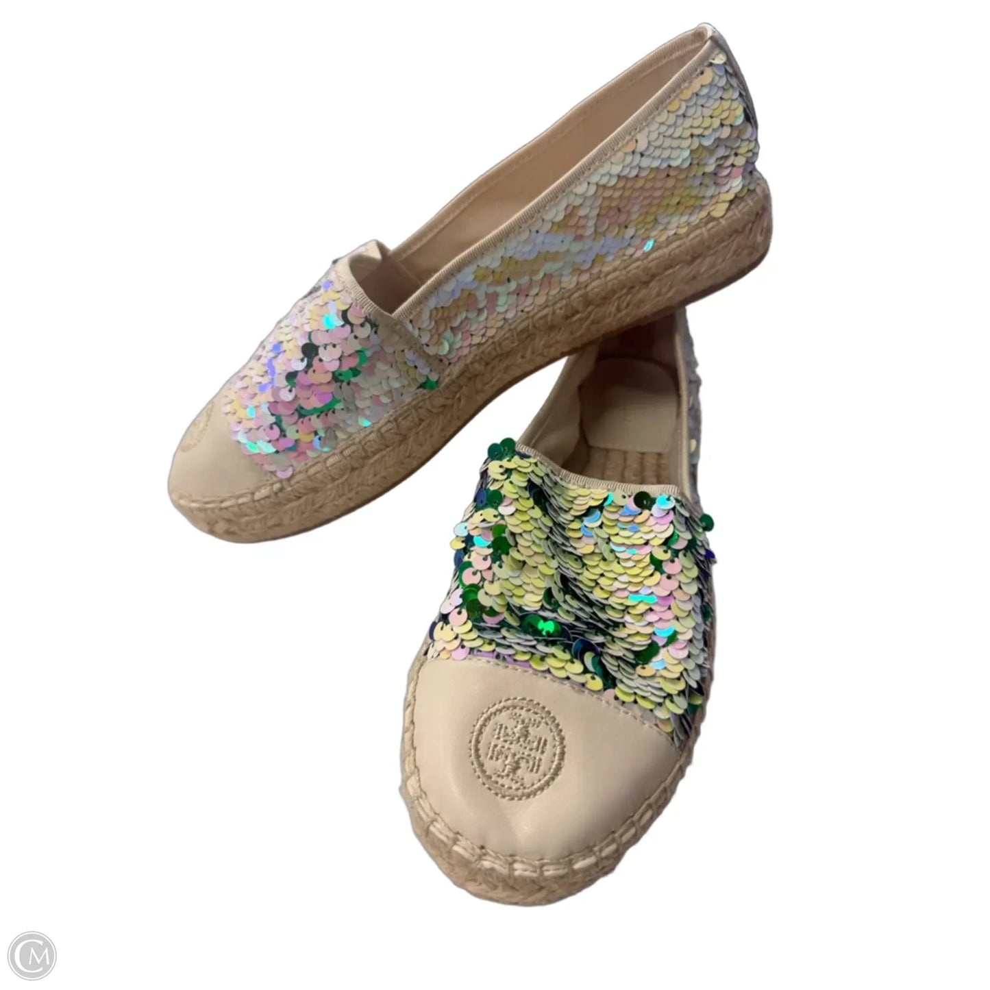 Shoes Designer By Tory Burch In Cream & Green, Size: 9