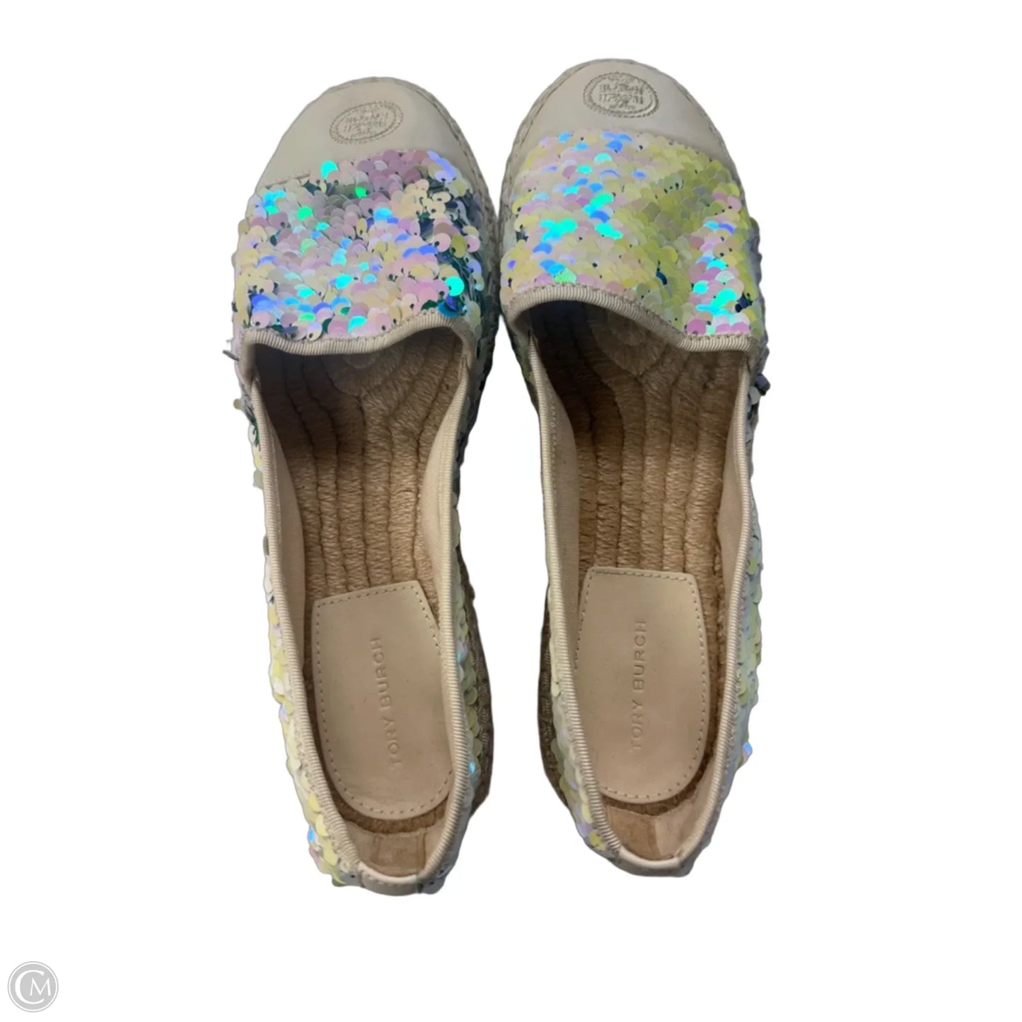 Shoes Designer By Tory Burch In Cream & Green, Size: 9