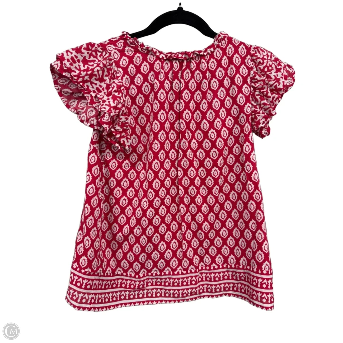 Blouse Short Sleeve By Vineyard Vines In Red & White, Size: Xxs