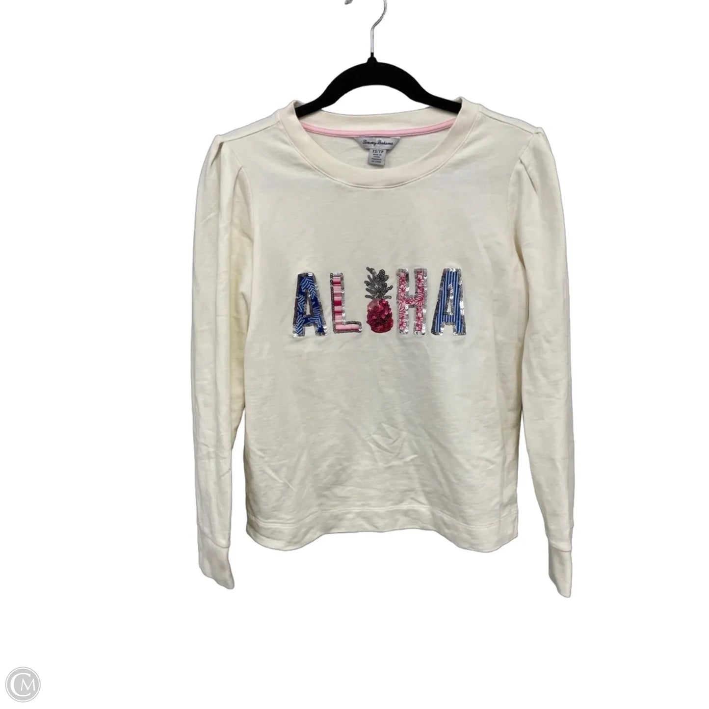 Top Long Sleeve By Tommy Bahama In Cream & Pink, Size: Xs