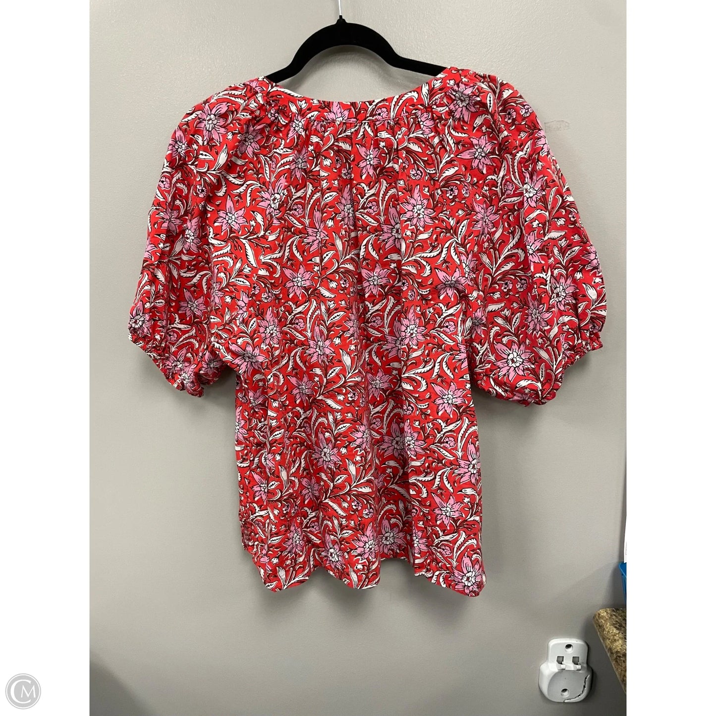 Blouse Short Sleeve By Loft In Pink & Red, Size: Xl