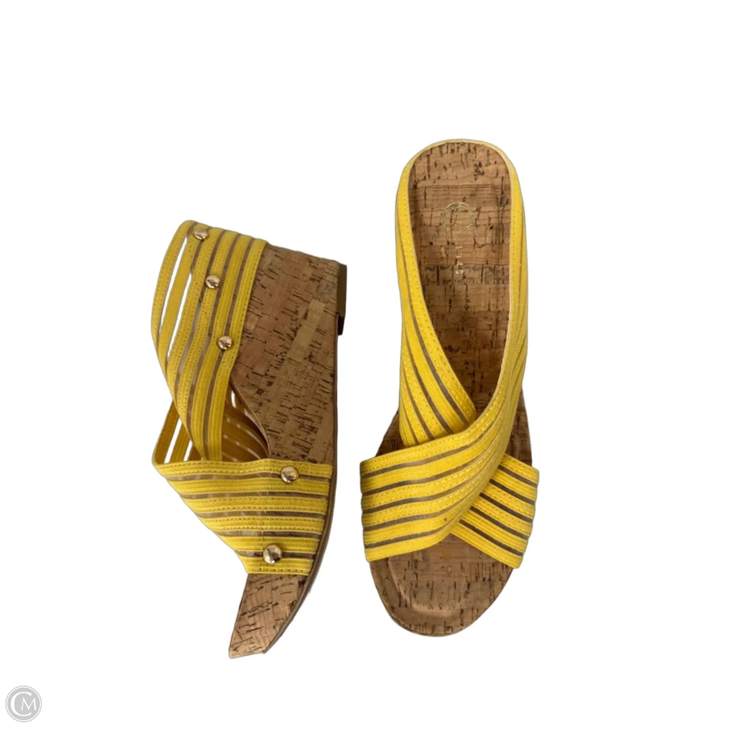 Sandals Heels Wedge By C Est. 1946 In Yellow, Size: 8
