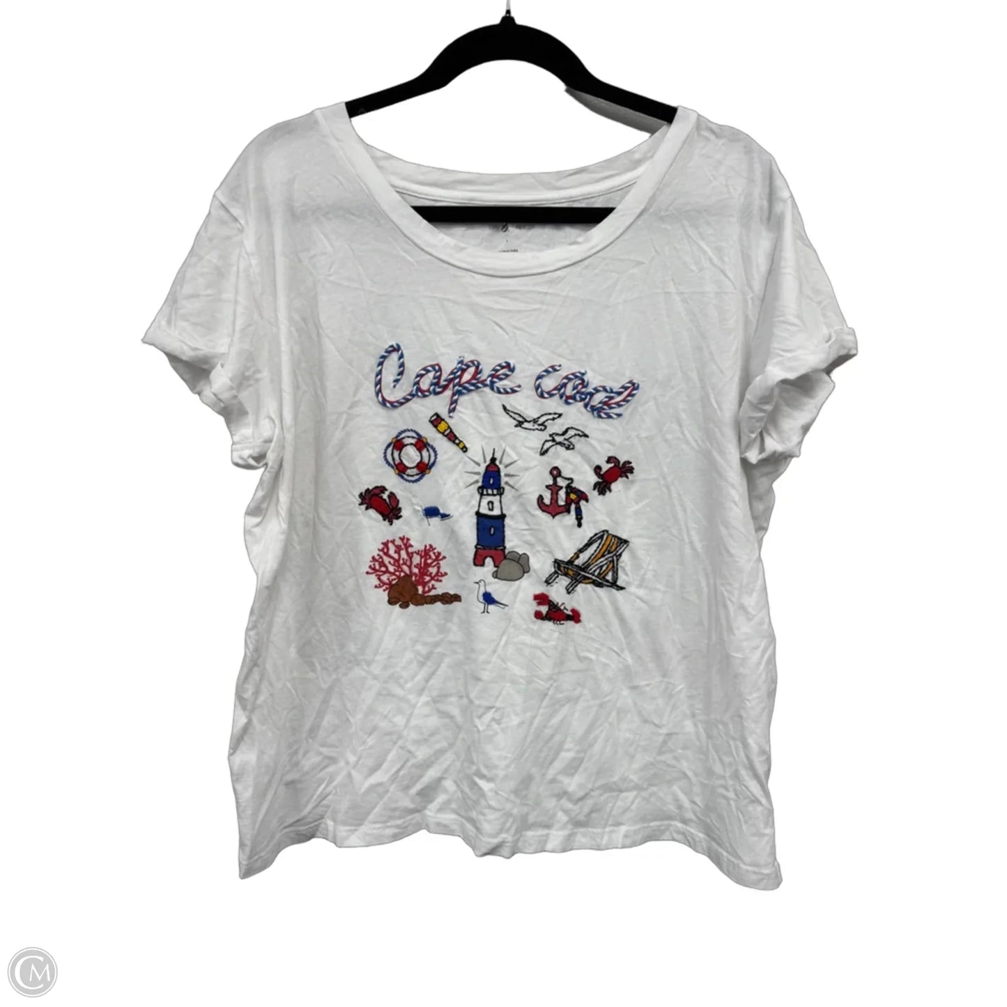 Top Short Sleeve Basic By Lou And Grey In Blue & Red & White, Size: L