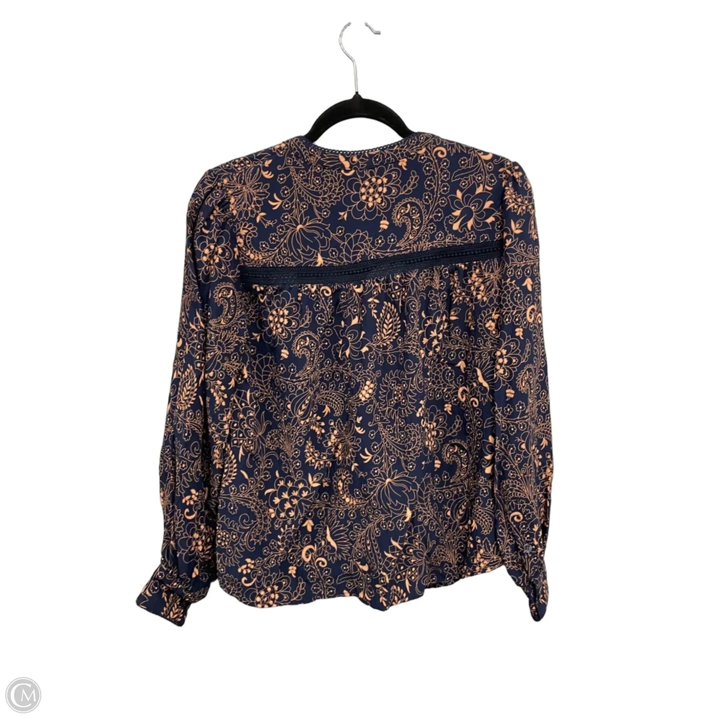 Blouse Long Sleeve By Time And Tru In Blue & Orange, Size: M