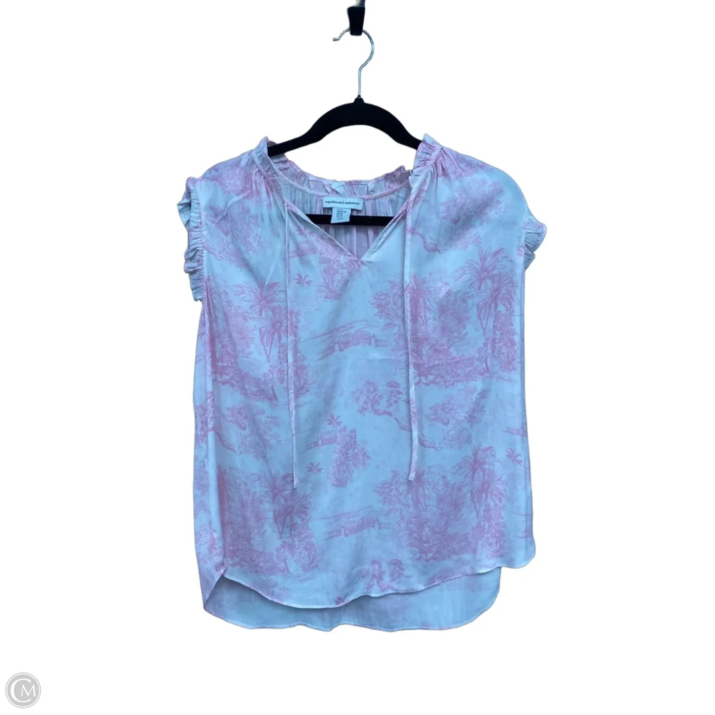 Blouse Short Sleeve By Cupcakes And Cashmere In Pink & White, Size: Xl