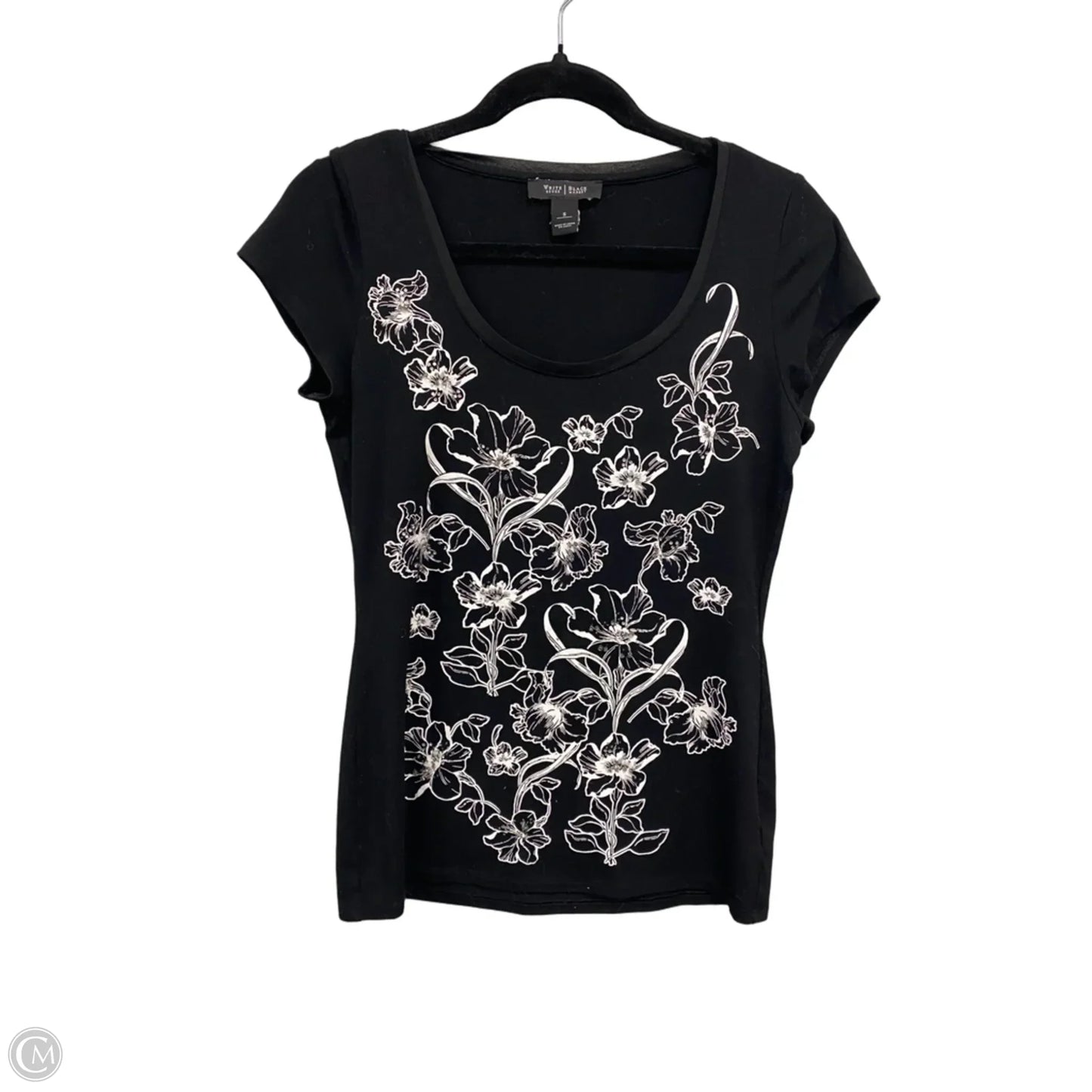 Top Short Sleeve By White House Black Market In Black & White, Size: S