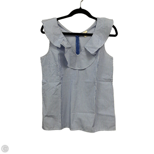 Blouse Sleeveless By J. Crew In Blue & White, Size: 4