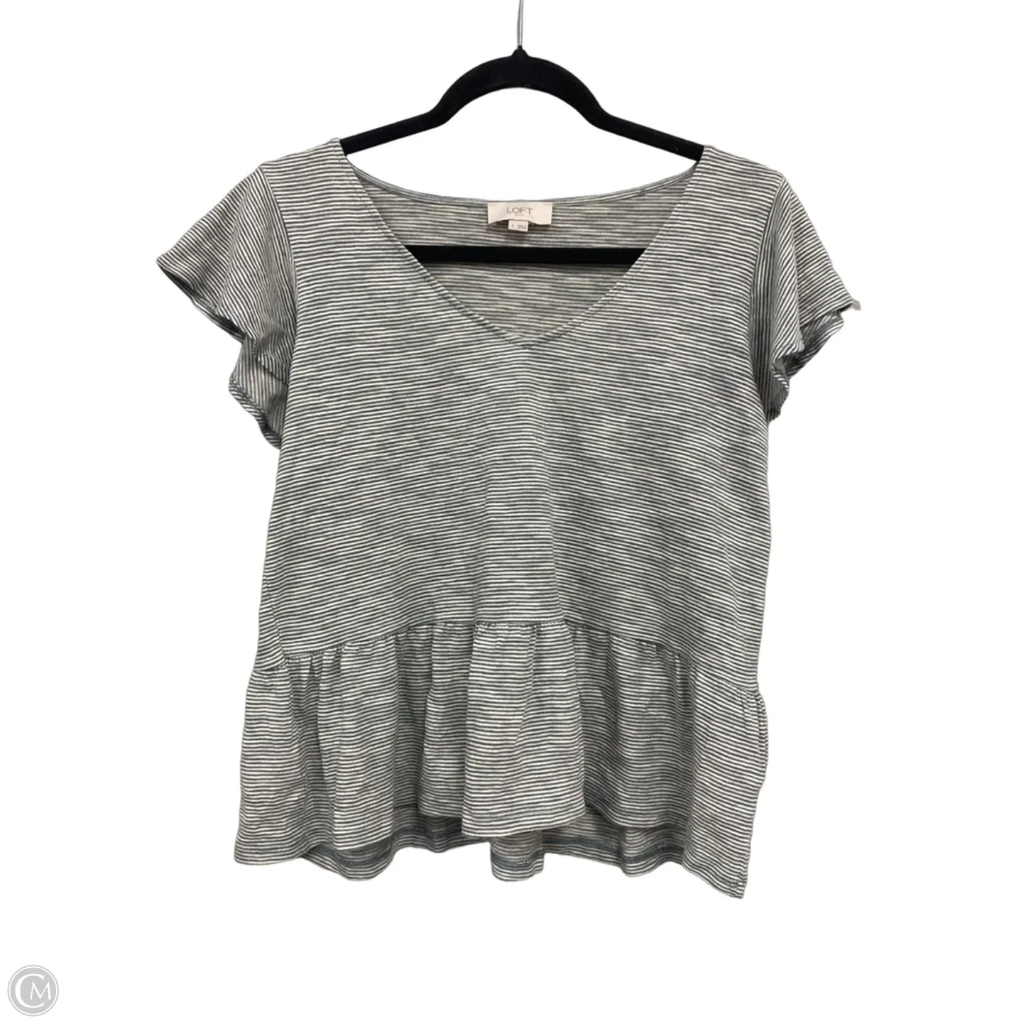 Top Short Sleeve By Loft In Green & White, Size: S