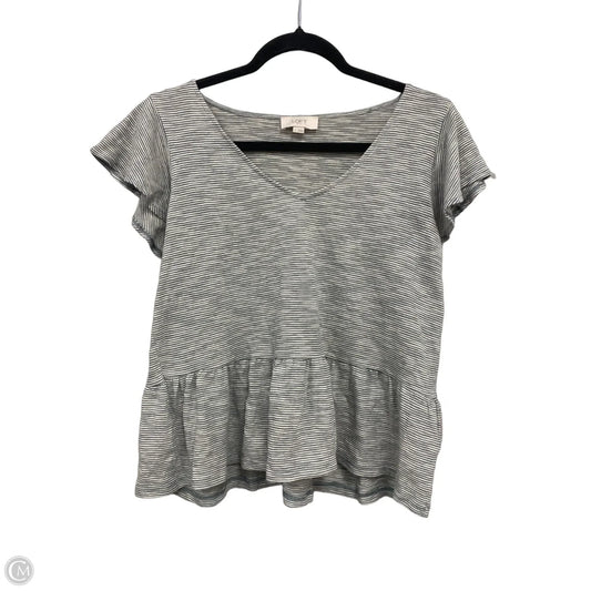 Top Short Sleeve By Loft In Green & White, Size: S