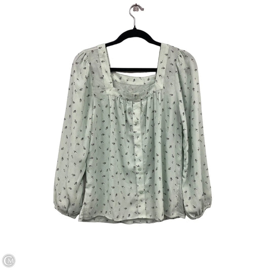 Blouse Long Sleeve By Loft In Green & White, Size: S