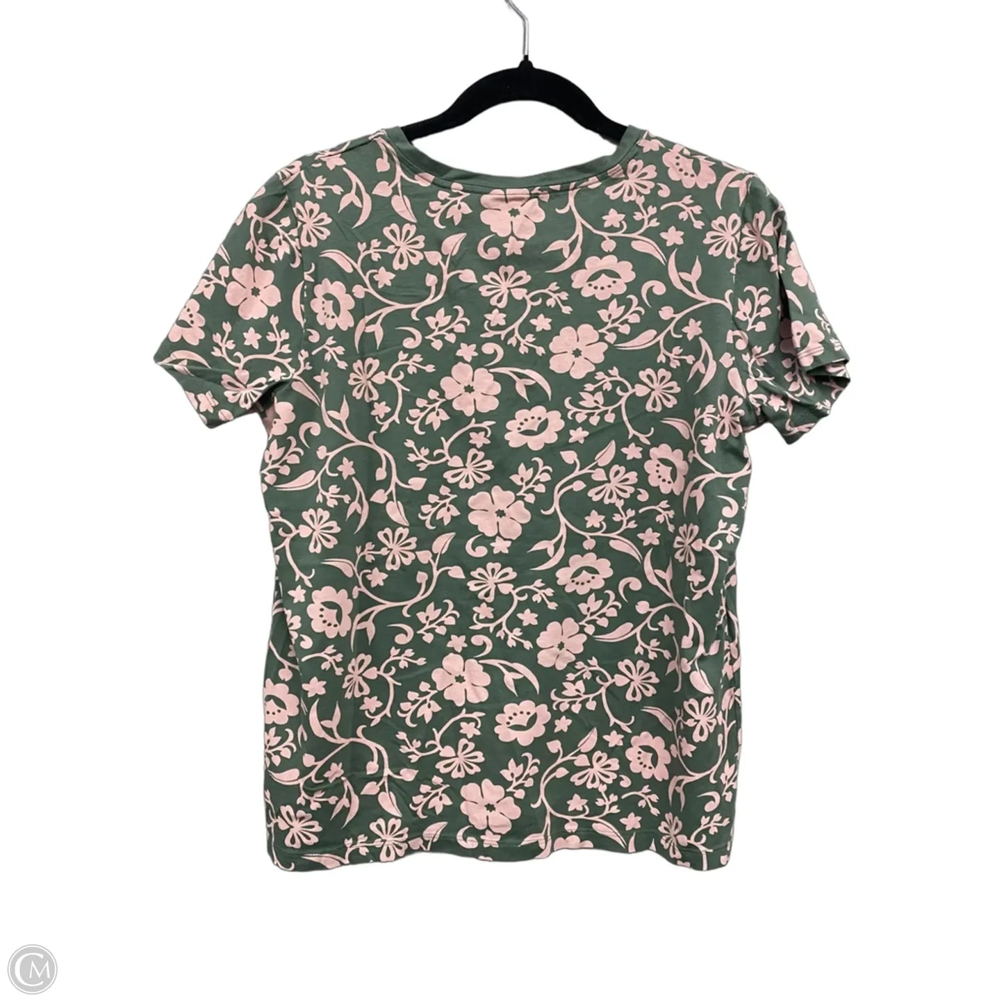 Top Short Sleeve Basic By Lands End In Green & Pink, Size: M