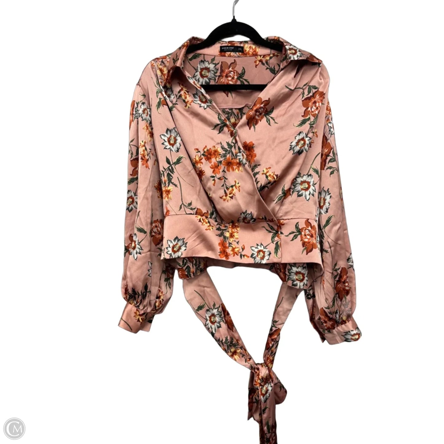 Blouse Long Sleeve By Shein In Green & Orange, Size: 2x