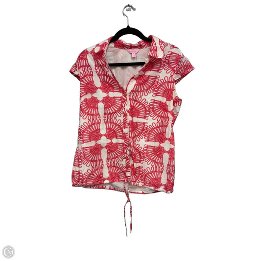 Top Sleeveless Designer By Lilly Pulitzer In Pink & White, Size: 10