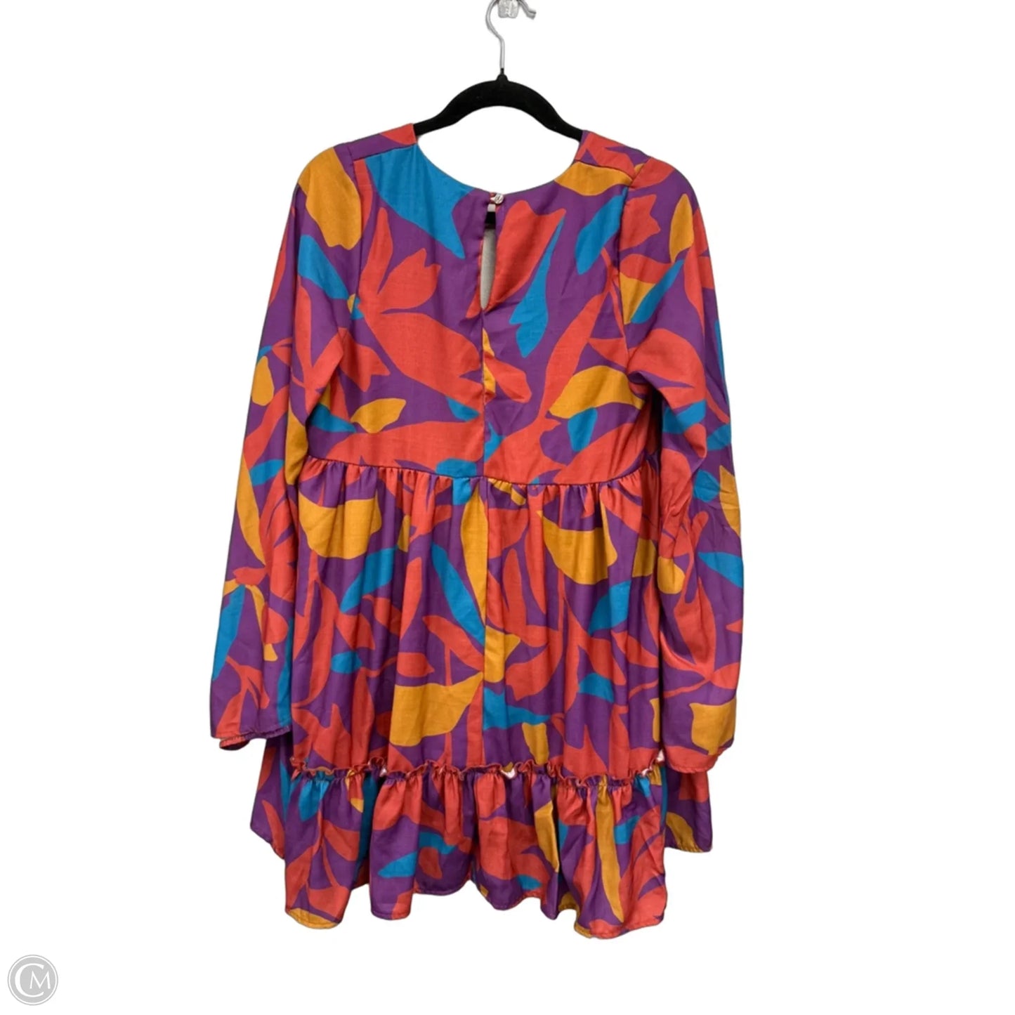 Dress Casual Short By Peach Love Cream California In Orange & Purple, Size: M