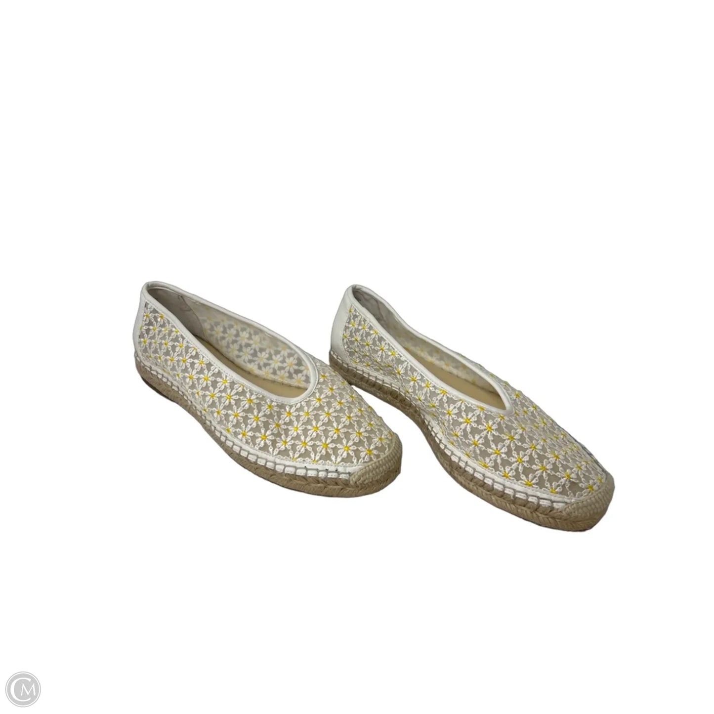 Shoes Flats By Jessica Simpson In White & Yellow, Size: 9.5