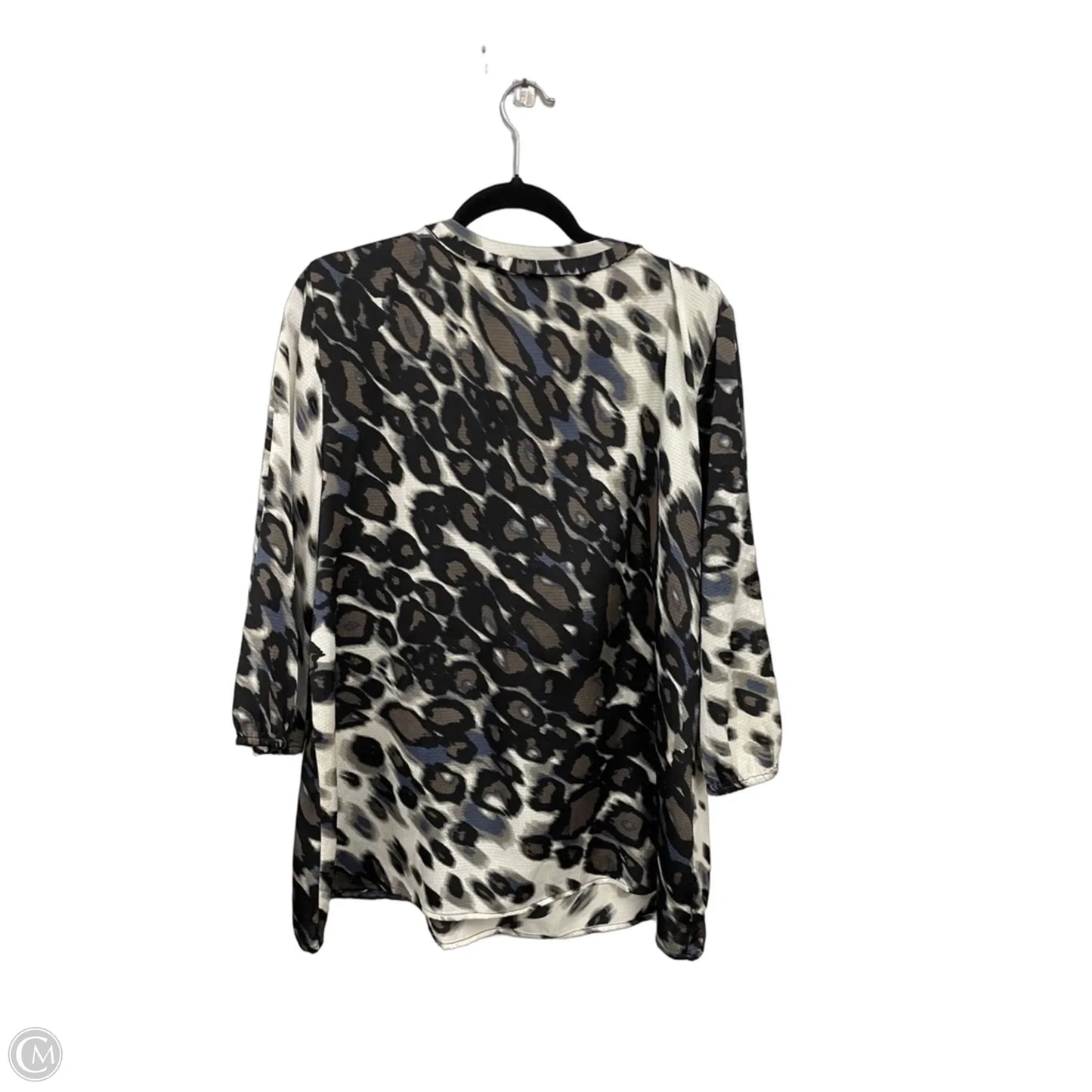 Blouse 3/4 Sleeve By Chicos In Black & Brown, Size: Xl