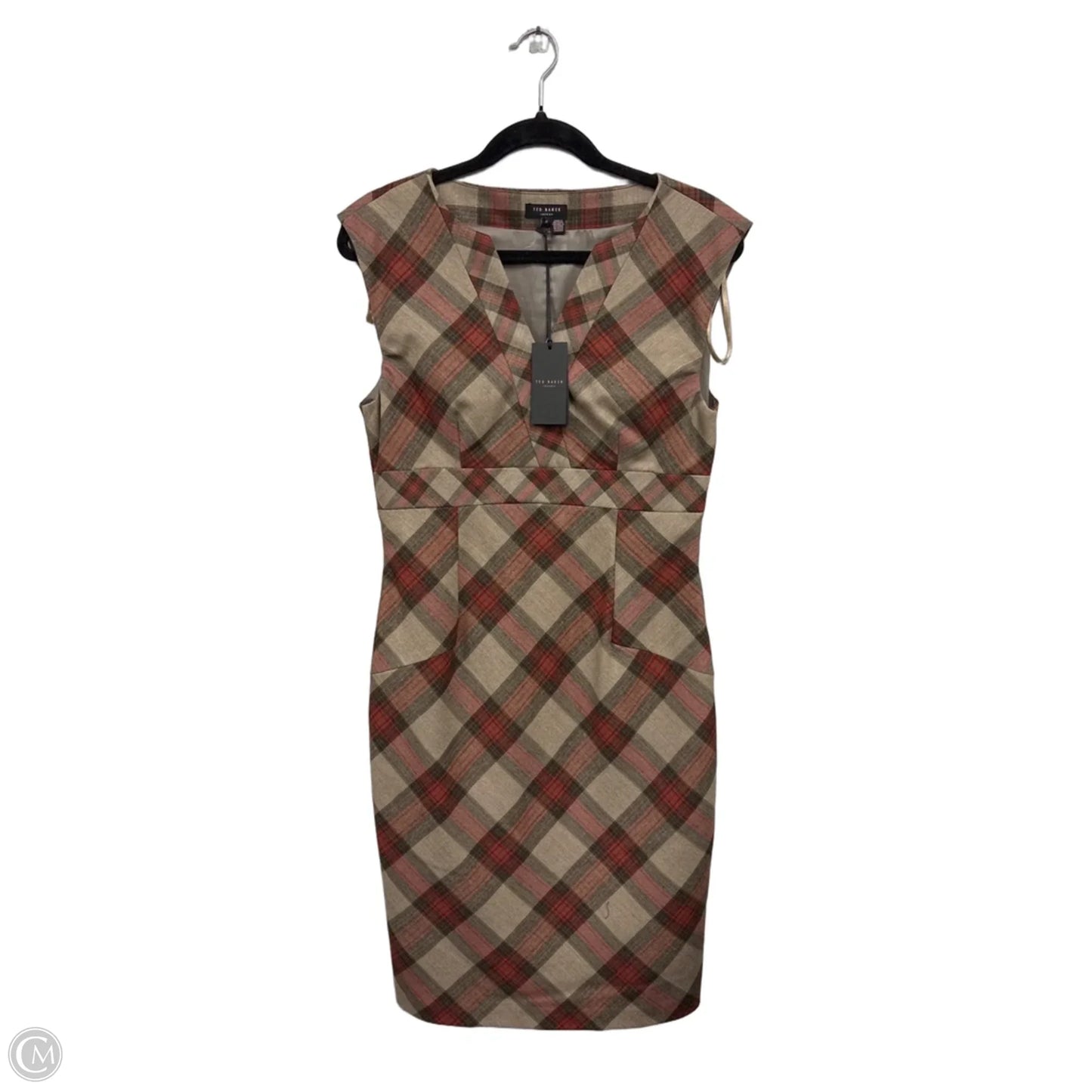 Dress Casual Midi By Ted Baker In Brown & Red, Size: 8
