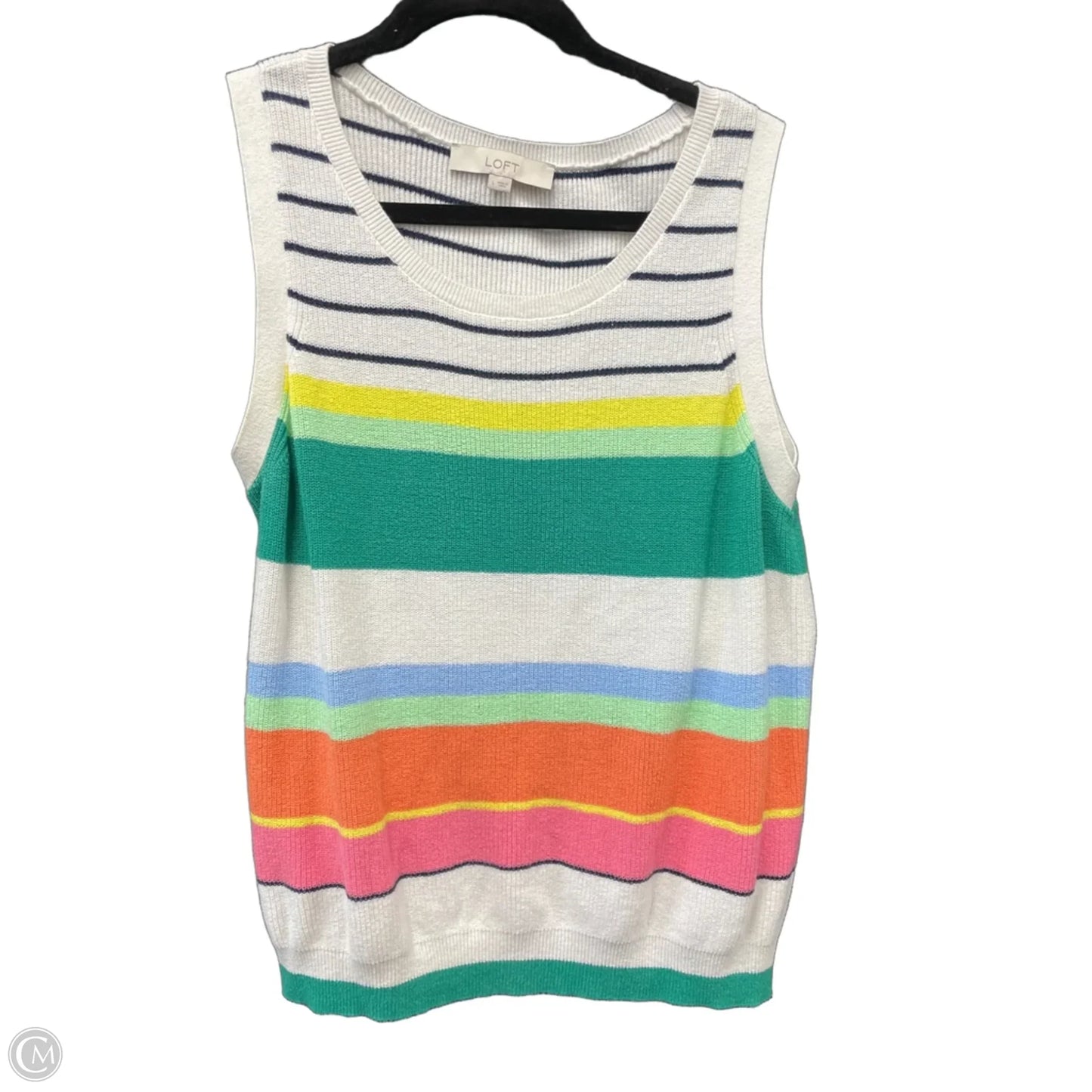 Top Sleeveless By Loft In Green & Pink, Size: L