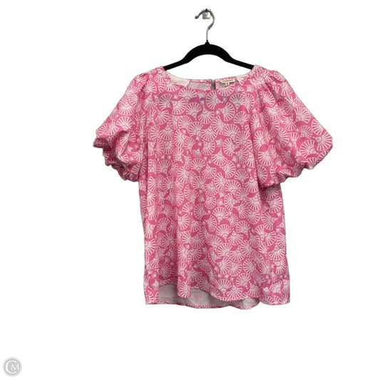 Blouse Short Sleeve By Jodifl In Pink & White, Size: M