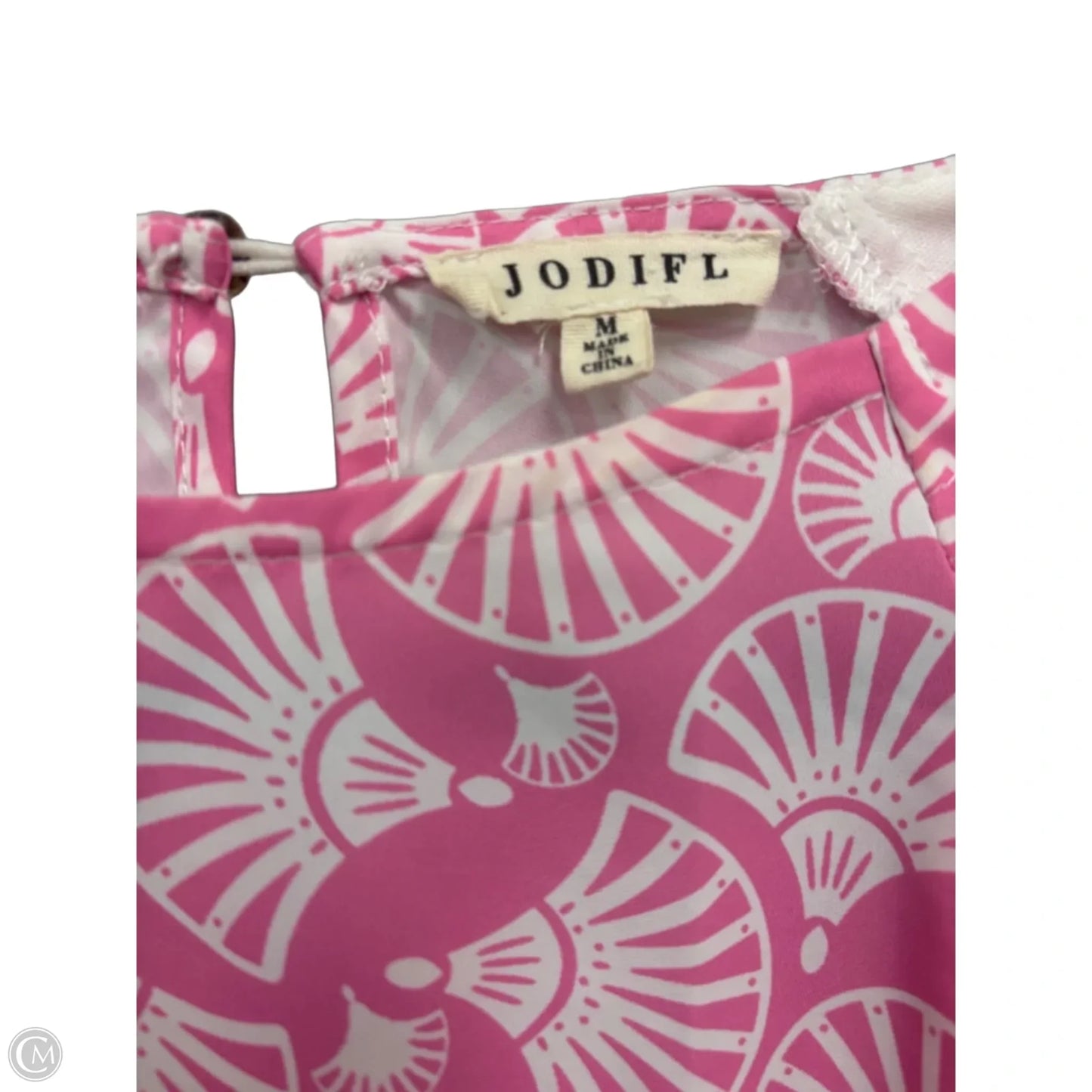 Blouse Short Sleeve By Jodifl In Pink & White, Size: M