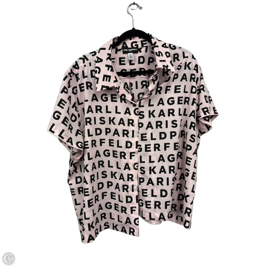 Blouse Designer By Karl Lagerfeld In Black & Pink, Size: 1x
