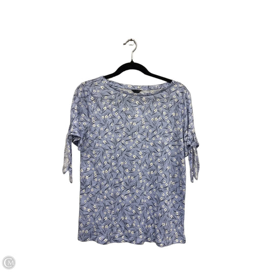 Top Short Sleeve By Ann Taylor In Blue & White, Size: M