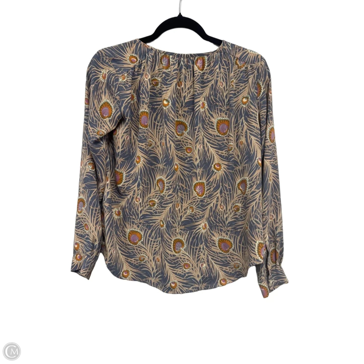 Blouse Long Sleeve By Loft In Blue & Cream, Size: Xsp