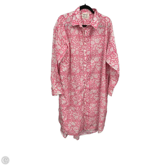 Dress Casual Midi By Cmc In Pink & White, Size: M