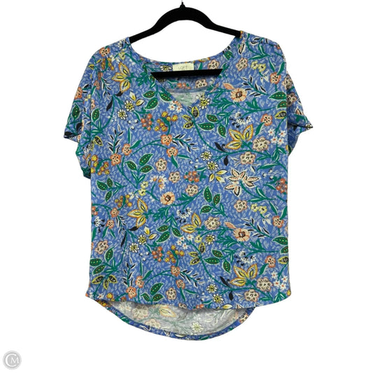 Blouse Short Sleeve By Loft In Blue & Green, Size: M