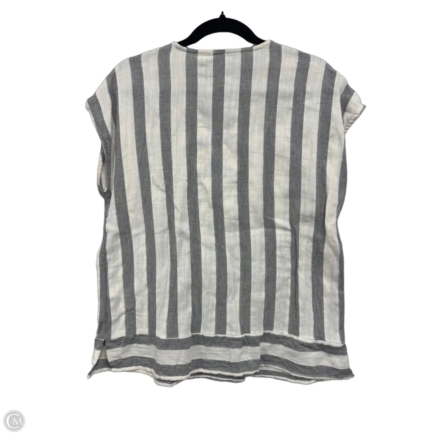 Blouse Short Sleeve By Doe & Rae In Grey & White, Size: M