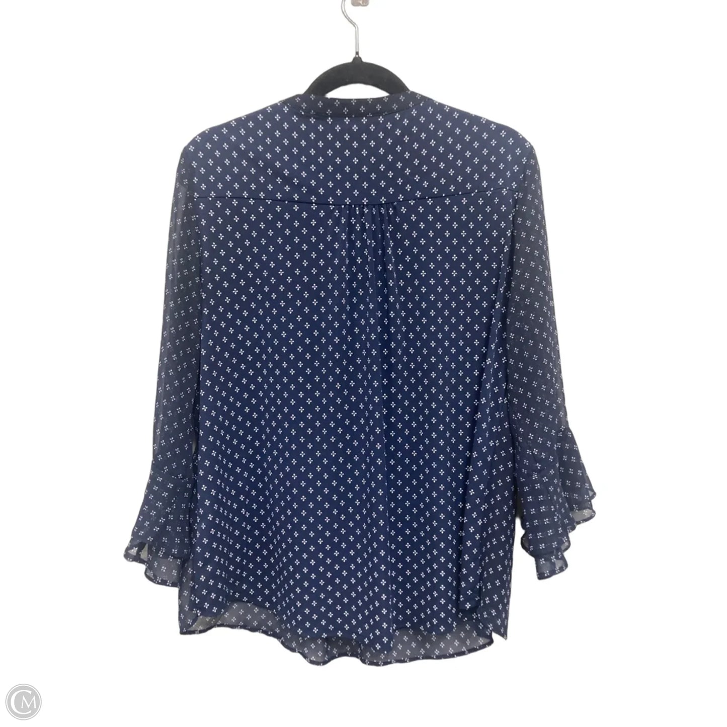 Blouse Long Sleeve By Charter Club In Blue & White, Size: M