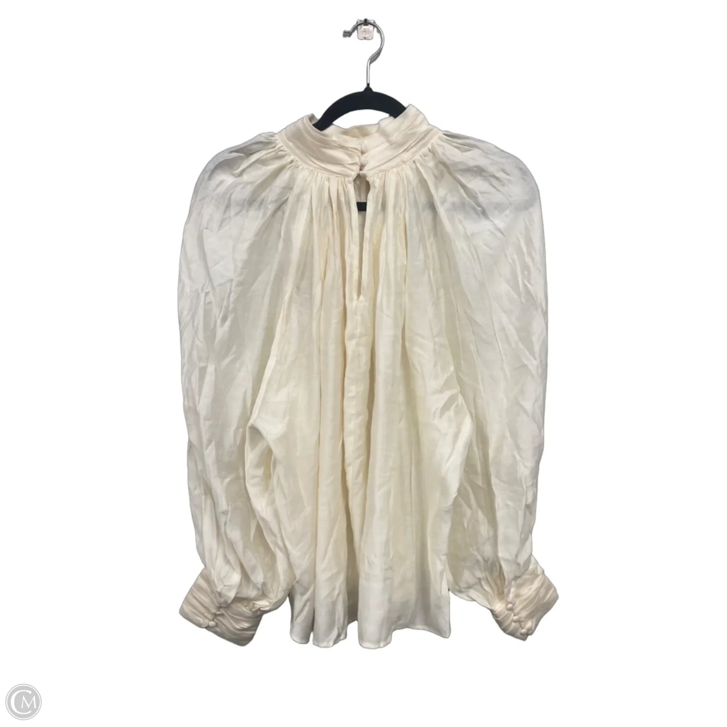 Blouse Long Sleeve By H&m In Cream, Size: L