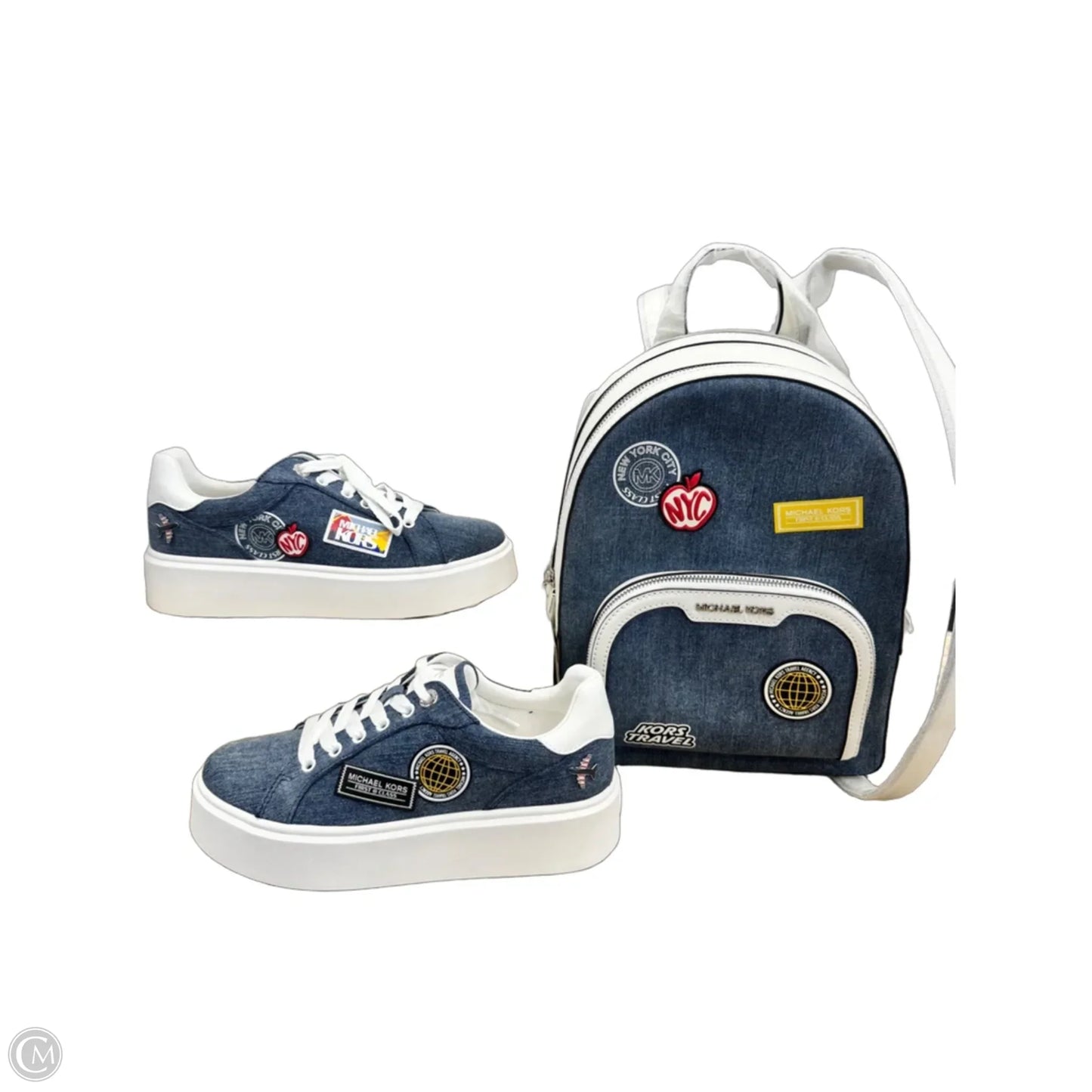 Shoes Designer By Michael Kors In Blue & White, Size: 8