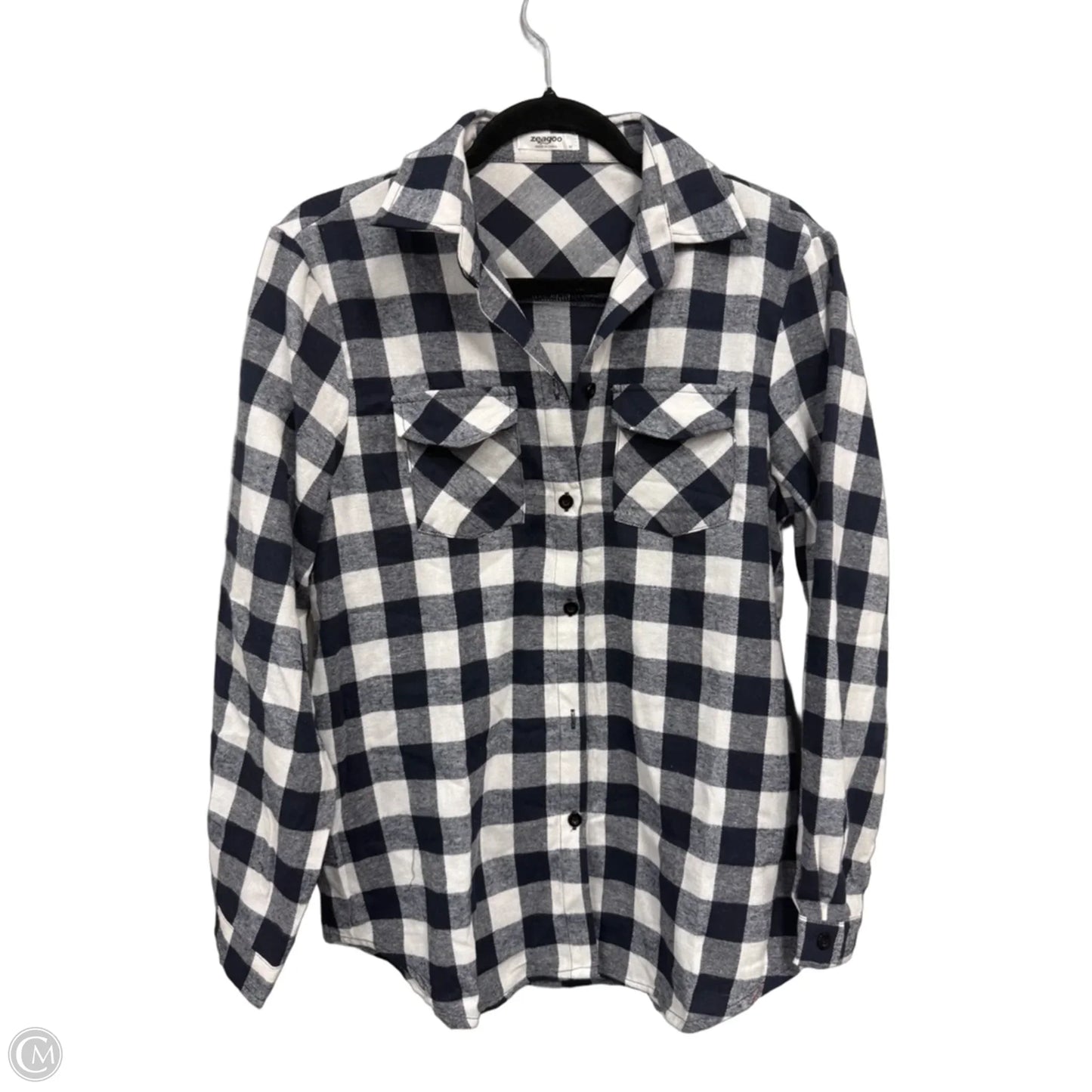 Top Long Sleeve By Clothes Mentor In Blue & White, Size: M